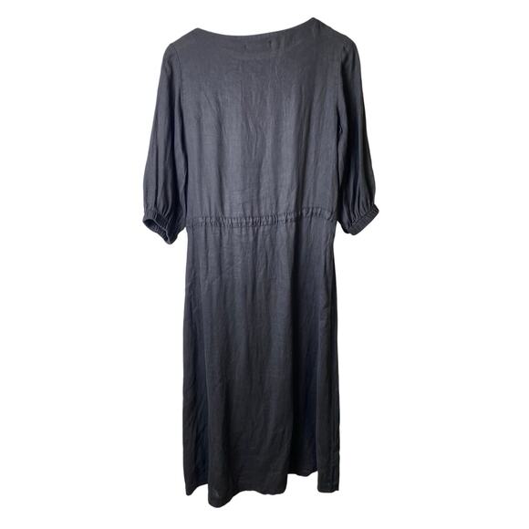 Anthropologie Stateside Women's Juliet Black Linen Midi Dress Size Small - Picture 4 of 13